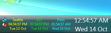 Time Zone Clock displaying in Windows taskbar