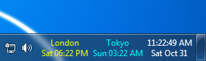 World Clock displaying in Windows 7 taskbar
