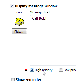 If you prefer your alarm to interrupt your work, then simply mark the alarm as High Priority in the Alarm Edit dialog window.